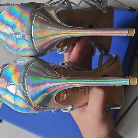 NWT Stuart Weitzman Iridescent Clear Strappy Heels [Size 6.5] - Picture 4 of 7